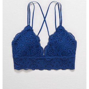Aerie Blue Padded Lace Strappy Bralette